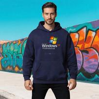 Windows XP Professional Spausdinti Megztinis Ruduo Vyriškas Laisvas Kasdienis Megztinis Kvėpuojantis Gobtuvas Hipių Stilius Moteriškas Megztinis Žiema S black