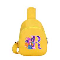 Anime Cartoon 26 English Letter K-Pop Demon Hunters  Printed Chest Pack for Boy Girl Shoulder Bag Student Portable Crossbody Pouch Kid Christmas Gift yellow