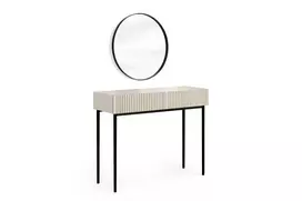 Dressing Table Nicole - Cashmere / Black Legs + Mirror Nicole 60 - Black