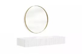 Wall Mounted Dressing Table Nicole - White / White Mat + Mirror Nicole 60 - Gold