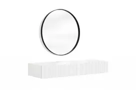 Wall Mounted Dressing Table Nicole - White / White Mat + Mirror Nicole 60 - Black
