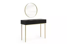 Dressing Table Nicole - Black Mat / Golden Legs + Mirror Nicole 60 - Gold