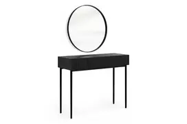 Dressing Table Nicole - Black Mat / Black Legs + Mirror Nicole 80 - Black