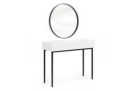 Dressing Table Nicole - White Mat / Black Legs + Mirror Nicole 80 - Black
