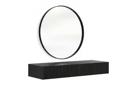 Wall Mounted Dressing Table Nicole - Black / Black Mat + Mirror Nicole 80 - Black