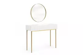 Dressing Table Nicole - White Mat / Golden Legs + Mirror Nicole 60 - Gold
