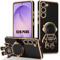 Coque pour Samsung Galaxy S26 Plus, Silicone Slim Anti-Rayures avec Support Motif Astronaute - Noir juoda