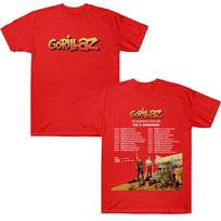 Gorillazs The Mountain Tour 2026 T Shirts Rock Music Y2k Clothes Tee Shirt Cotton T-Shirts Men Women Aesthetic Graphic Streetwear XXL raudona