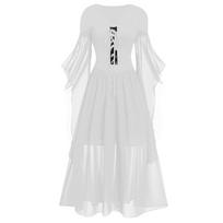Women Casual Plus Size Cold Shoulder Dress Color Lace Butterfly Sleeve Halloween Gothic Dress L balta