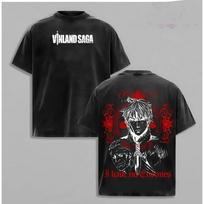 Vinland Saga skalbinti marškinėliai Naujas modelis Anime mėgėjų marškinėliai Oversized visų sezonų drabužiai Unisex gatvės stilius Y2k minkšti 3XL gray
