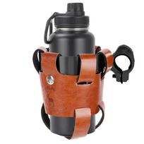 Bike Cup Holder Cage Vintage With Leather Cover Bike Water Bottle Holder Coffee Cup Rack For Road Mountain Cycling Electric black