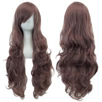 Soowee Curly Long Synthetic Hair Green Wig Hairpiece Pink Black Party Hair Cosplay Wigs for Women 32inches black