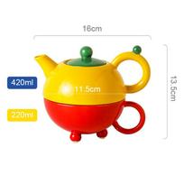 Porcelain Teapot and Cup Set Tea For One Home and Kitchen Decoration Ceramic Teaware Two-piece Set rožinė