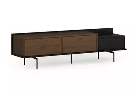 Tv Set With 4 Door And 1 Drawer Zenar - Elegant Nut / Black / Black Legs