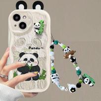 Chain Case For Xiaomi Redmi Note 13 14 Pro Plus 5G 12 4G 8 11 10 9 12 12S 13C 12C 10C 9C 9A A1 A2 A3 Cartoon 3D Panda Ears Cover Redmi Note 12S white