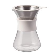 HARIO Glass Coffee 400ml with dripper and decanter set and band Maker, capacity, White, (S-GCM-40-W) gray