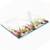 Decorative Glass Kitchen Cutting Board Pink Tulips 80X52 Cm