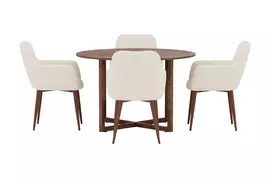 Durango Round Table Ø120x75 Walnut 3D + Tomorrow Chair 2-pack Mocca/Beige _4