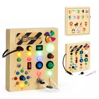 Medinė interaktyvi valdymo lenta su LED šviesos jungikliais „ECOTOYS“