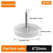 20pcs Furniture Feet Nails Stick-on Glide Skid Pad Screw-in 16/18/20/22/25mm flat Round Chair Table Leg Protector rubber