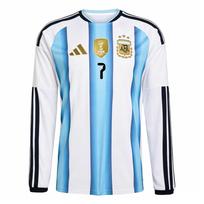 Adidas Argentina National Team 2026 World Cup Home Rodrigo De Paul 7 Long Sleeve Quick-Dry Striped Pullover Soccer Jersey Fan Version KA8126-7 XL white