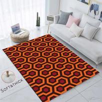 Vintage Horror-Inspired Area Rug – Red  Gold Geometric Pattern Living Room Carpet, Retro el Style Floor Mat for Home Decor 80x120cm(31x46in) orange
