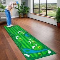 Mini Golf Green Putting Mat Portable Anti Slip Indoor Training Rug Home Office Decor Floor Mat 35x300cm 14x118inch brown