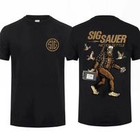 Sig Sauer Bigfoot Never Settle 2 Sided Graphic Tee Tactical Gear Shirt 3XL brown