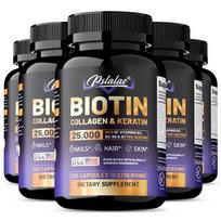 Pslalae - Biotin, Collagen, and Keratin Capsules - With Vitamins - Nutritional Support for Hair, Skin, and Nails 120*5