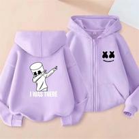 DJ Marshmello Spausdinimo Vaikų Pavasariniai Rudeniniai Megztiniai su Užtrauktuku ir Gobtuvu 2-13 Metų Berniukams Mergaitėms Madingi Laisvalaikio Viršutiniai Drabužiai 120 violetinė