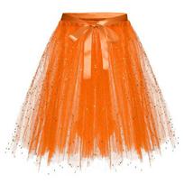 Adult Party Tutu Skirt With Ruffled Pleats In Polyester Fabric For Celebrations And Performances 40cm oranžinė