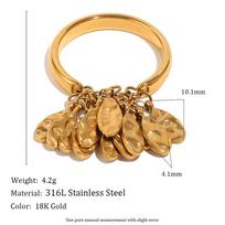 E.B.belle 18K Gold Plated Teardrop Slice Charms Rings Stainless Steel Dangling Fringe Statement Ring Hypoallergenic Jewelry Gift 8 auksas