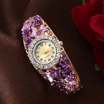 Alloy Rhinestone Dress Watch Round Dial Luxury Flower Butterfly Watch Quartz Movement Quartz Bracelet Wristwatch Casual Occasion brown