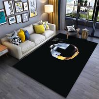 Area Rug, Daft Punk Band Random Access Memories Split Helmet Black Minimalist Poster Print, Man Cave Decor, Non-Slip Mat 40x60cm( 15x23in ) gray