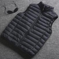 Vyriška lengva pūkų medvilnės liemenė-striukė - Didelė, Šilta, Madinga, su stačia apykakle 4XL juoda