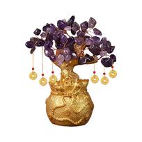 Crystal Money Tree Feng Shui Ornament - Home And  Gemstone Jewelry For Attracting Wealth One Size violetinė