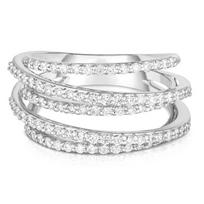 Gorgeous Antique  Silver Interweave Winding  Retro White Zircon Rings for Women Anniversary Party 10 white