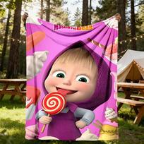 1pc Masha Sweet Outdoor Blanket Lightweight Flannel, Soft & Warm, All-Season Use for Sofa, Outdoor, Camping, Living Room039 150cmx200cm