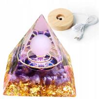 Pyramid Orgonite + Led Lamp Base 5Cm Crystal Stones Amulet 5Cm Hx08
