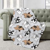 Prancūzų buldogų pledas Šuo Minkštas Jaukus Lengvas Šiltas Plušinis Flanelinis Mesti pledas Sofai Sofa Stovyklavimui Biurui Kelionėms Dekoras 80x120cm black