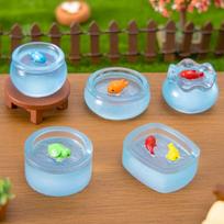 5Pcs Micro Landscape Dollhouse Luminous Fish Tank Household Living Room Desktop Decoration Creative Resin Crafts Small Ornaments 5pcs brown