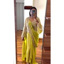 Indian Party Wear Indo Western Sari Blouse Bollywood Beautiful Ethnic Saree Koti 42"Bust gray
