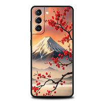 Japan Mount Fuji Cherry blossom Phone Case For Samsung Galaxy S25 Edge S24 S23 S22 S21 Ultra S20 FE 5G S10 S10E S9 Plus Cover Galaxy S24 FE gray