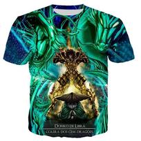 Anime Zodiako Riteriai Saint Seiya 3D Spausdinti Marškinėliai Vyrams Moterims Trumpomis Rankovėmis Harajuku Stiliaus Viršutiniai Drabužiai Trend Vaikams Y2k Marškinėliai M blue