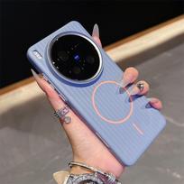 Case For VIVO X200 Ultra X200s X200 Pro Mini Magnetic Hard Ultrathin Corrugated Pattern Protect Cover For VIVO X200Ultra Shell vivo X200 šviesiai mėlyna spalva