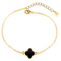 Gold clover bracelet with black onyx - 925 silver - women's celebrity bracelet 925 silver beige