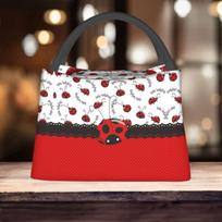 Ladybug Lunch Bag Insulated Cooler Tote Reusable Oxford Fabric Portable Outdoor Essentials One Size white