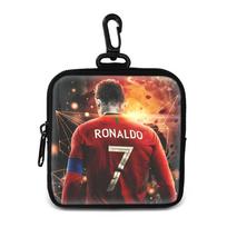 Ronaldo piniginė su raktų pakabuku Piniginė mini ausinių krepšys Futbolo žvaigždės laikymo krepšys Kredito kortelių laikiklis Vyras Moteris