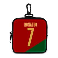 Ronaldo piniginė su raktų pakabuku Piniginė mini ausinių krepšys Futbolo žvaigždės laikymo krepšys Kredito kortelių laikiklis Vyras Moteris black