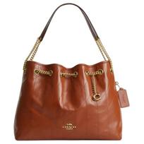 Coach Evelyn 34 Quilted Pendant Leather Shoulder Bag Large Women shoulder bag Gold Cinnamon CES33-IMYW7 Basic Set (Bag+Dust Bag) brown